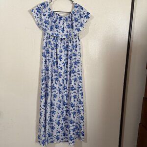 SHEIN Long floral dress blue, size M off shoulder